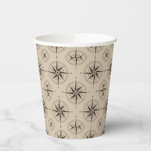 Navigation Compass Pattern Paper Cups