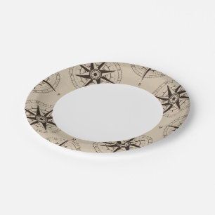 Navigation Compass Pattern Paper Plate