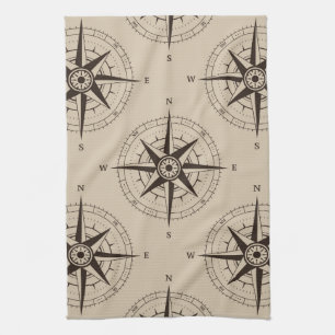 Navigation Compass Pattern Tea Towel