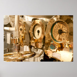 Navigational Gauges And Instruments On Submarine Poster