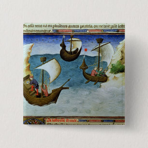 Navigators using an astrolabe 15 cm square badge