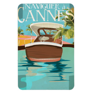 naviguer à Cannes (sail to) Vintage Travel poster Magnet