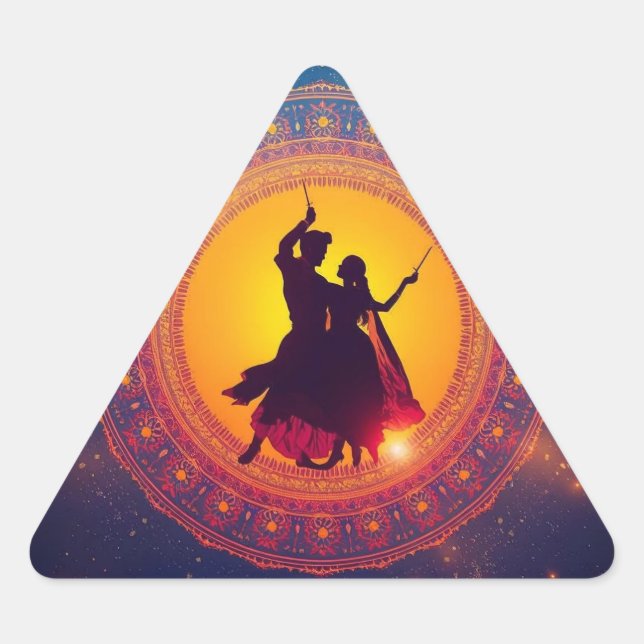 Navratri - A Festival of Devotion and Dance Triangle Sticker (Front)