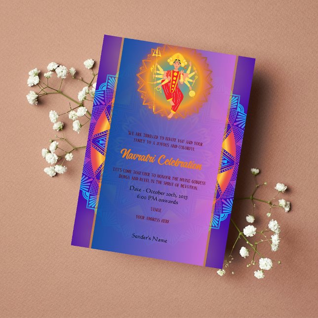 Navratri Durga Puja Celebration Chakra Mandala Invitation (Creator Uploaded)
