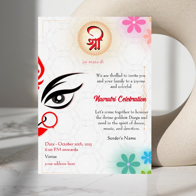 Navratri Durga Puja Celebration Floral Invitation (Creator Uploaded)