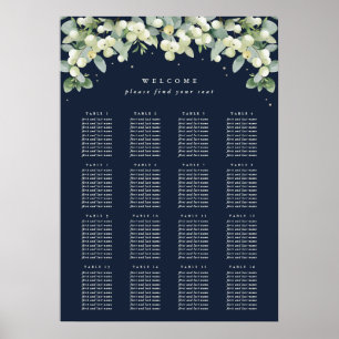 Navy 20x28" 16 Tables of 10 Seating Chart Poster