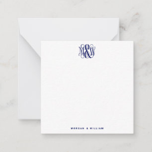 Navy 3 Initial Vine Script Monogram B&G DIY BG Card
