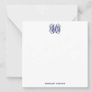 Navy 3 Initial Vine Script Monogram DIY BG Card