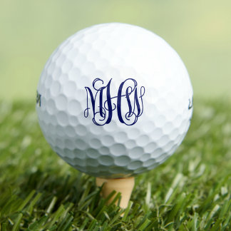 Navy 3 Initial Vine Script Monogram DIY BG Golf Balls