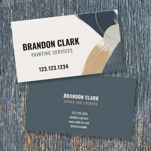Navy Abstract Brushstroke Artistic Painter Design Business Card