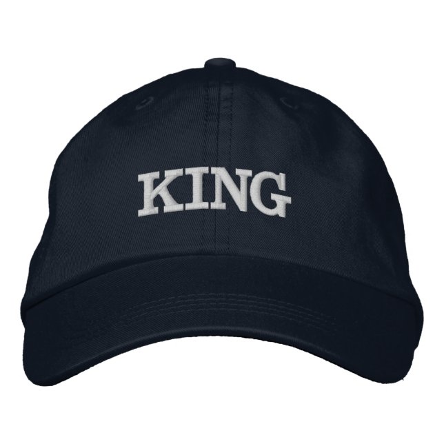 Navy Adjustable-Hat with Bold KING Stunning Look  Embroidered Hat (Front)