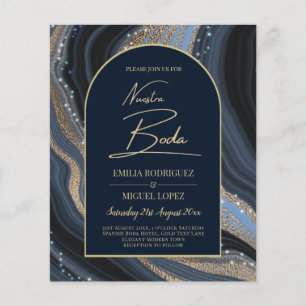 Navy Agate Gold Nuestra Boda Spanish Weddingn Flyer