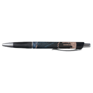 Navy Agate Rose Gold Glitter Drip