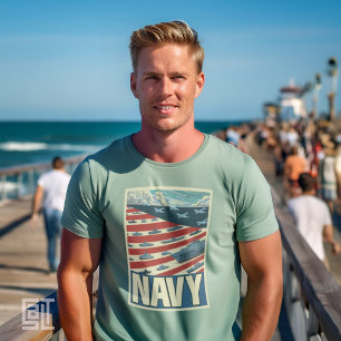 Navy American Us Flag Military  T-Shirt