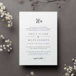 Navy | Ampersand Monogram Wedding Invitation<br><div class="desc">Personalise this classic and elegant wedding invitation with your monogram or duogram joined by a decorative script ampersand. Add your wedding details beneath in timeless navy blue lettering with calligraphy script accents. A beautiful choice in classic navy and white for formal weddings in any season. Alternate wording and layout available...</div>