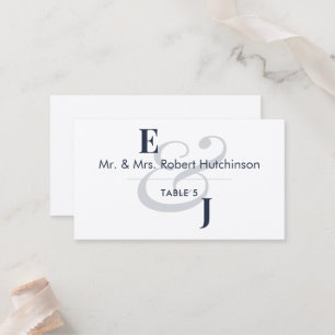 Navy Ampersand Wedding Flat Table Seating Place Card