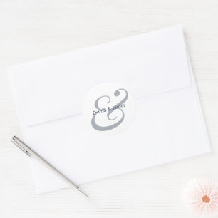 Navy Ampersand Wedding Monogram Envelope Classic Round Sticker