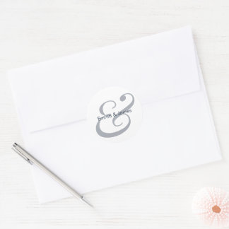 Navy Ampersand Wedding | Monogram Envelope Classic Round Sticker