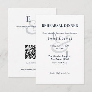 Navy Ampersand Wedding Rehearsal Dinner Enclosure Card