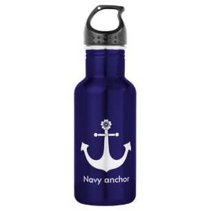 Navy anchor 532 ml water bottle