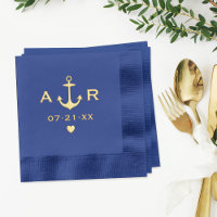 Navy Anchor Heart Monogram Wedding
