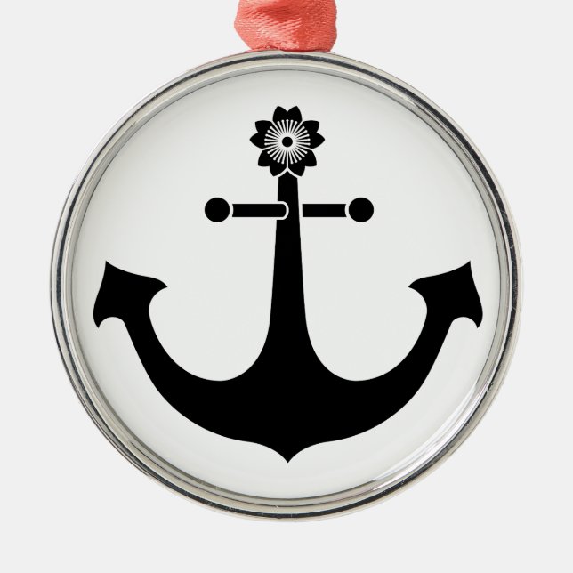 Navy anchor metal tree decoration (Front)
