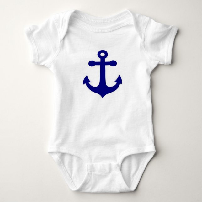 Navy Anchor Nautical  Baby Bodysuit (Front)