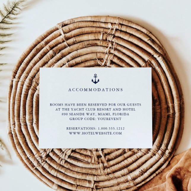 Navy Anchor Nautical Yacht Hotel Accommodations  Invitation (Creator Uploaded)