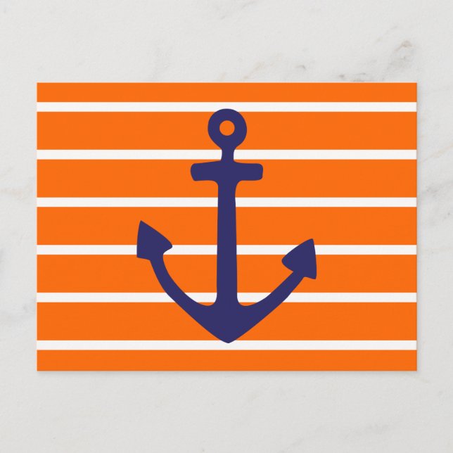 Navy Anchor on Orange Stripe Postcard (Front)