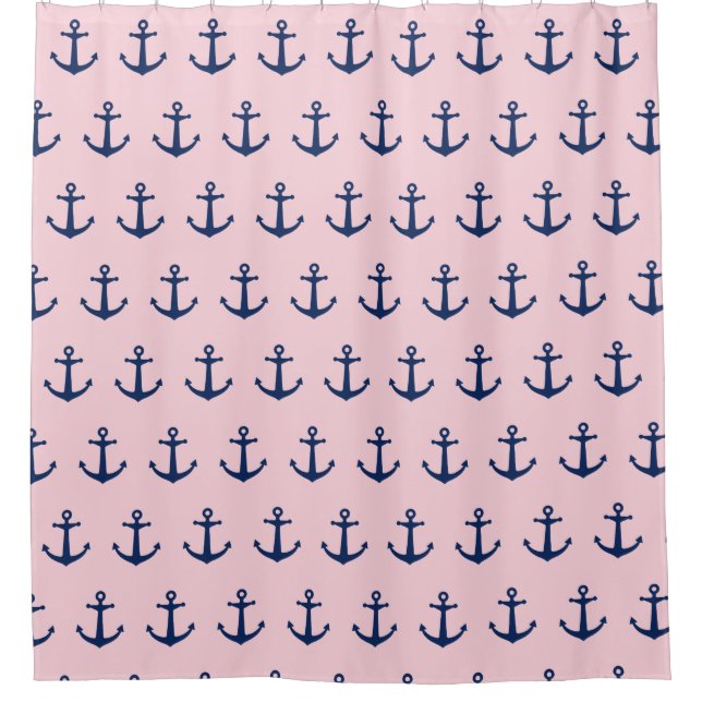 Navy Anchor Shower Curtain (Front)