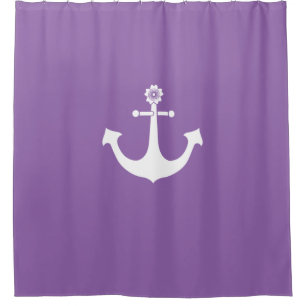 Navy anchor shower curtain