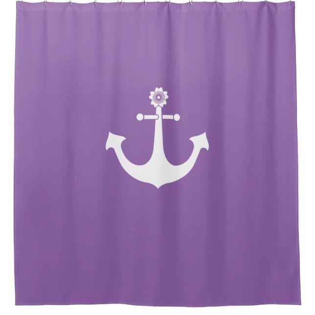 Navy anchor shower curtain (Front)
