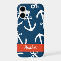 Navy Anchors Pattern Nautical Monogram
