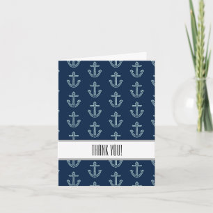 Navy Anchors Thank You Card