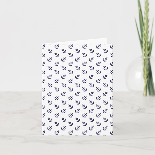 Navy Anchors White Background Pattern Card (Front)