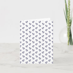 Navy Anchors White Background Pattern Card