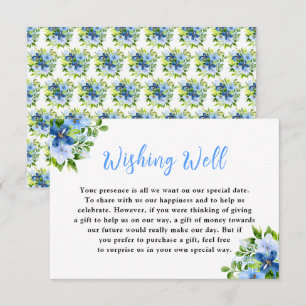 Navy and Baby Blue Floral Wedding Wishing Well Enclosure Card