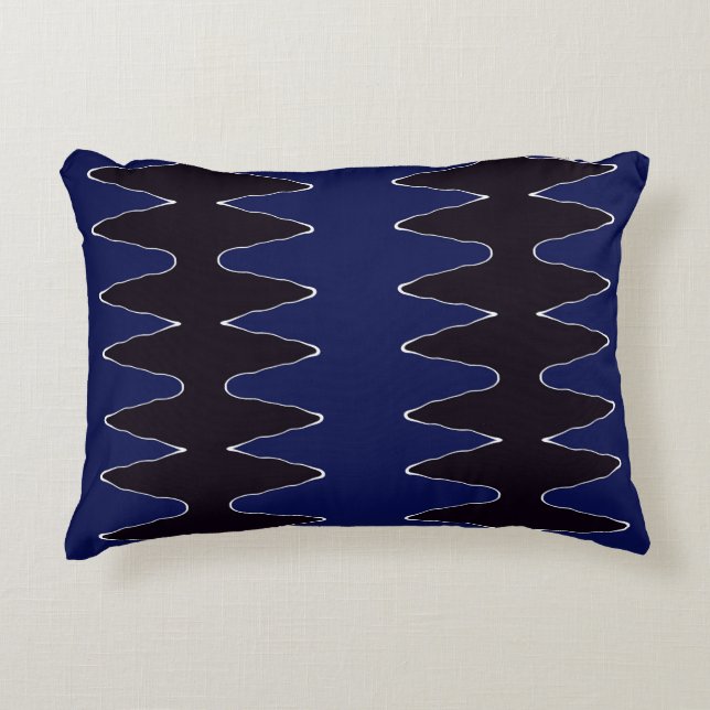 Navy and Black Zigzag Decorative Cushion (Front)