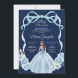 Navy and Blue Princess Mis Quince 16th Birthday Invitation<br><div class="desc">Navy Princess Dresses Quinceañera 15th Girl Birthday Navy background Invitation
Mis Quince Anos,  15th Birthday, </div>