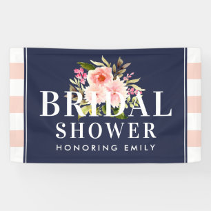 Navy and Blush Floral Wedding Bridal Shower Banner