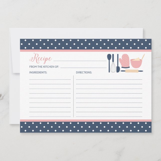 Navy and Blush Kitchen Recipe Card (Front)