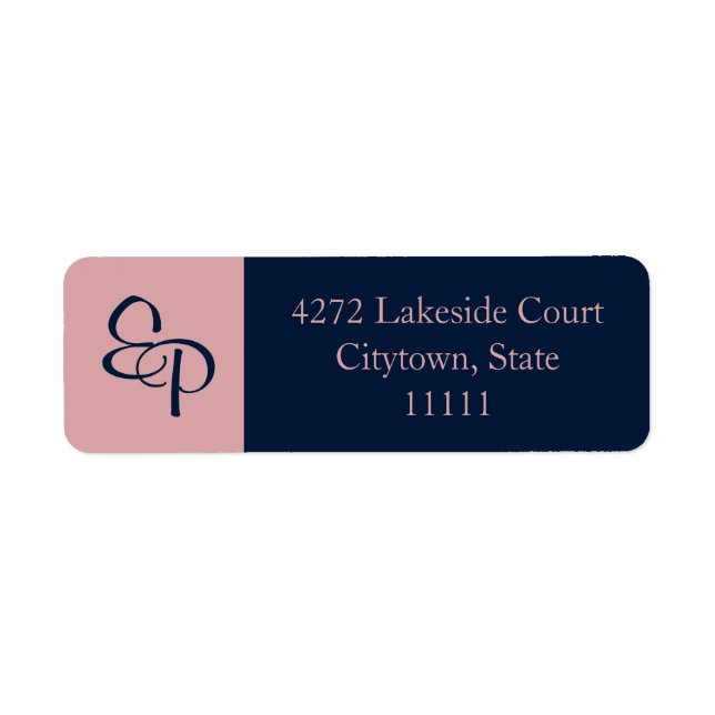 Navy and Blush Pink Couple Monogram Label (Front)