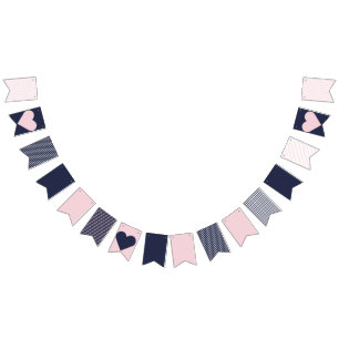 Navy and Blush Pink Preppy Bunting