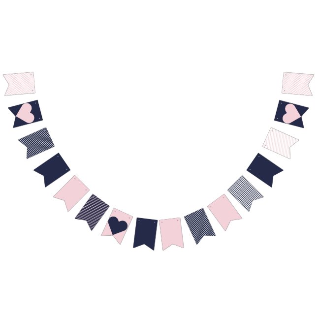 Navy and Blush Pink Preppy Bunting Bunting (All)