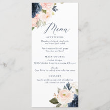 Navy and Blush Pink Wedding Menu