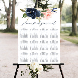 Navy and Blush Pink Wedding Seating Chart