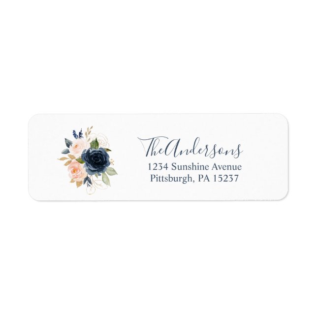 Navy and Blush return address label (Front)