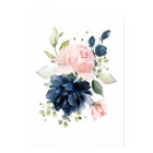 Navy and Blush Watercolor Flowers, Girl Nursery