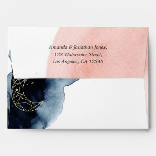 Navy and Blush Watercolor Geometric Envelope