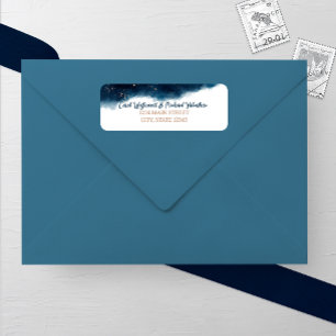 Navy and Bronze Watercolor Wedding Address
